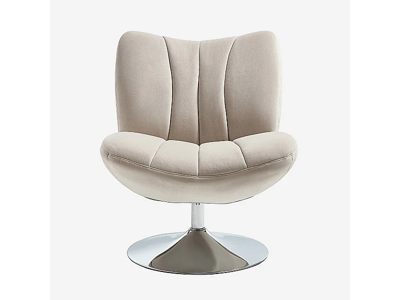 Habitat - Fauteuil pivotant matelassé en tissu et métal chromé  - Crème - Andrew