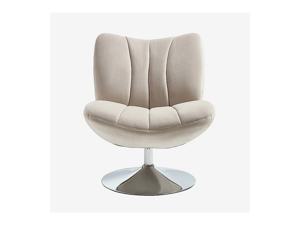 Habitat - Fauteuil pivotant matelassé en tissu et métal chromé  - Crème - Andrew