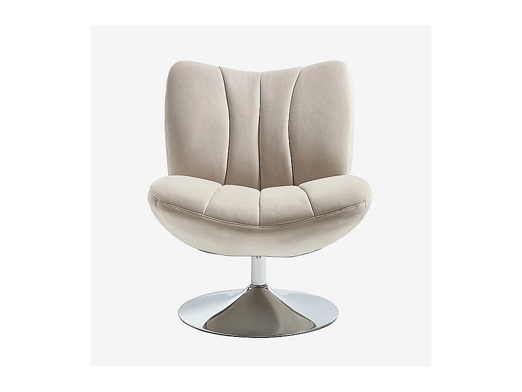 Habitat - Fauteuil pivotant matelassé en tissu et métal chromé  - Crème - Andrew