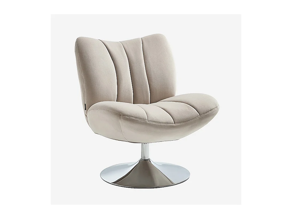 Habitat - Fauteuil pivotant matelassé en tissu et métal chromé  - Crème - Andrew