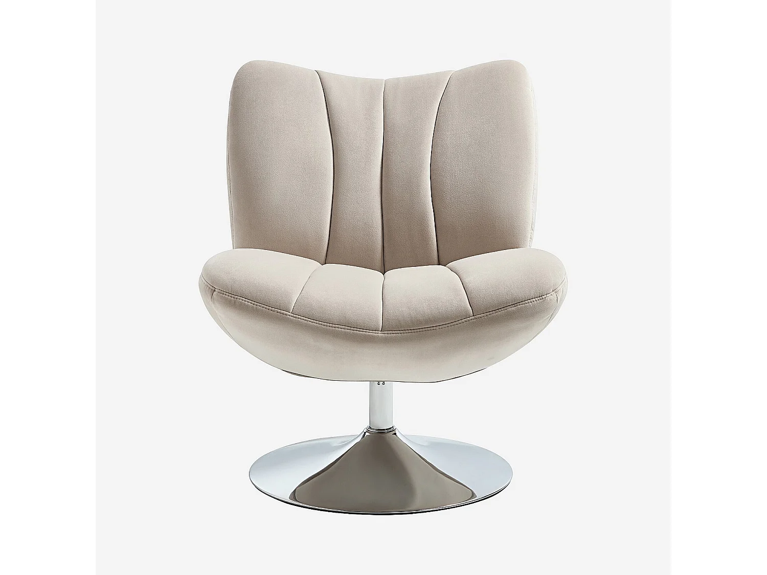 Habitat - Fauteuil pivotant matelassé en tissu et métal chromé  - Crème - Andrew