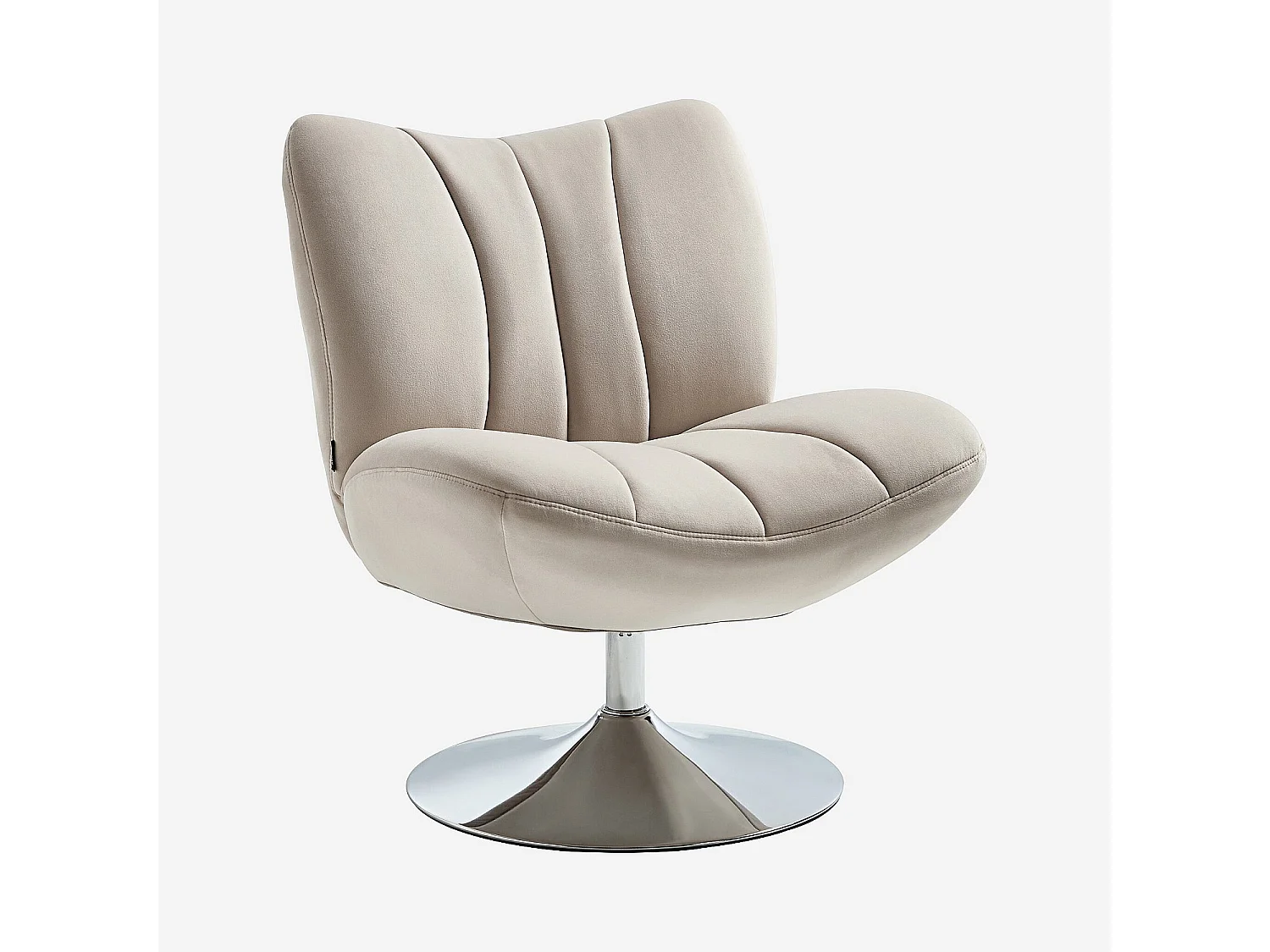 Habitat - Fauteuil pivotant matelassé en tissu et métal chromé  - Crème - Andrew