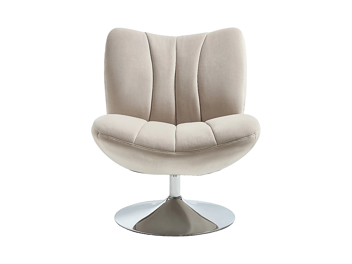 Habitat - Fauteuil pivotant matelassé en tissu et métal chromé  - Crème - Andrew