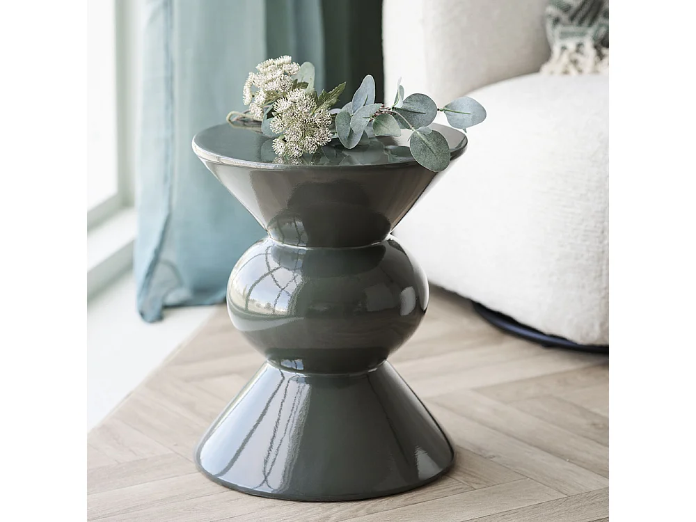 Rosolina - Table d'appoint ronde en fibre de verre 33,5x33.5cm - Vert