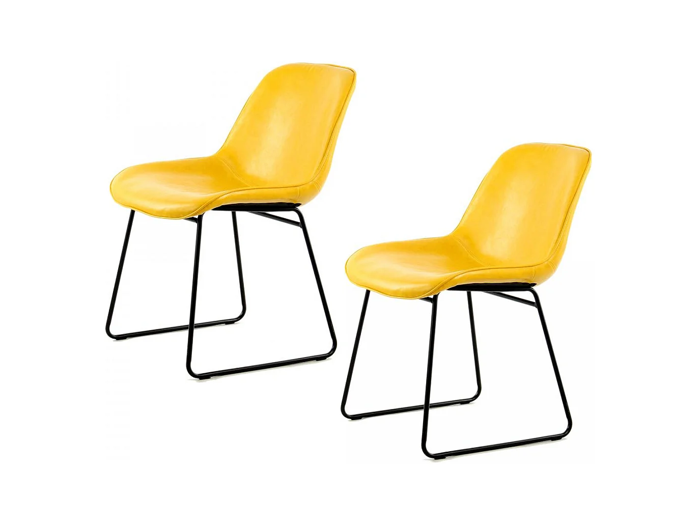 Chaise semi artisanal LOT DE 2 ATA 64,5x49,5x81 jaune
