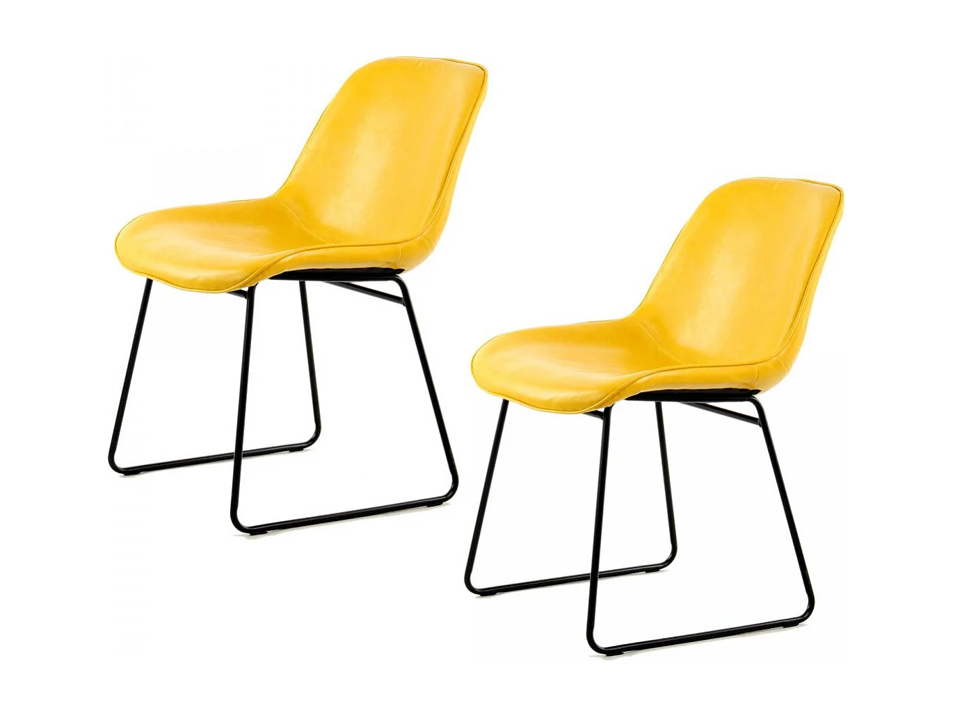 Chaise semi artisanal LOT DE 2 ATA 64,5x49,5x81 jaune