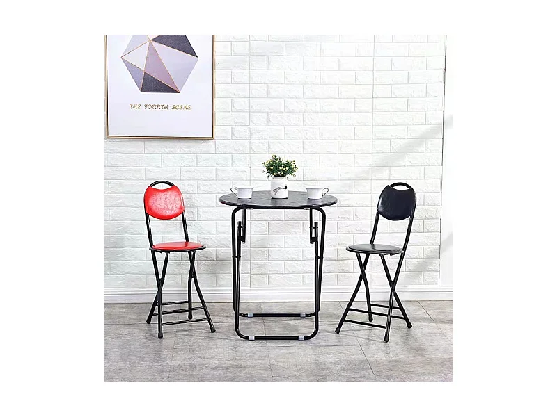 Lot de 10 Tabouret Pliant en Métal Noir – Ø30x44x76 cm