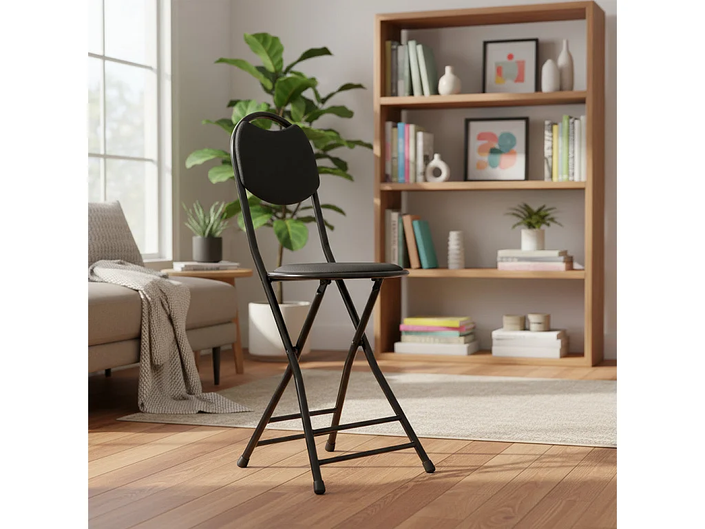 Lot de 10 Tabouret Pliant en Métal Noir – Ø30x44x76 cm