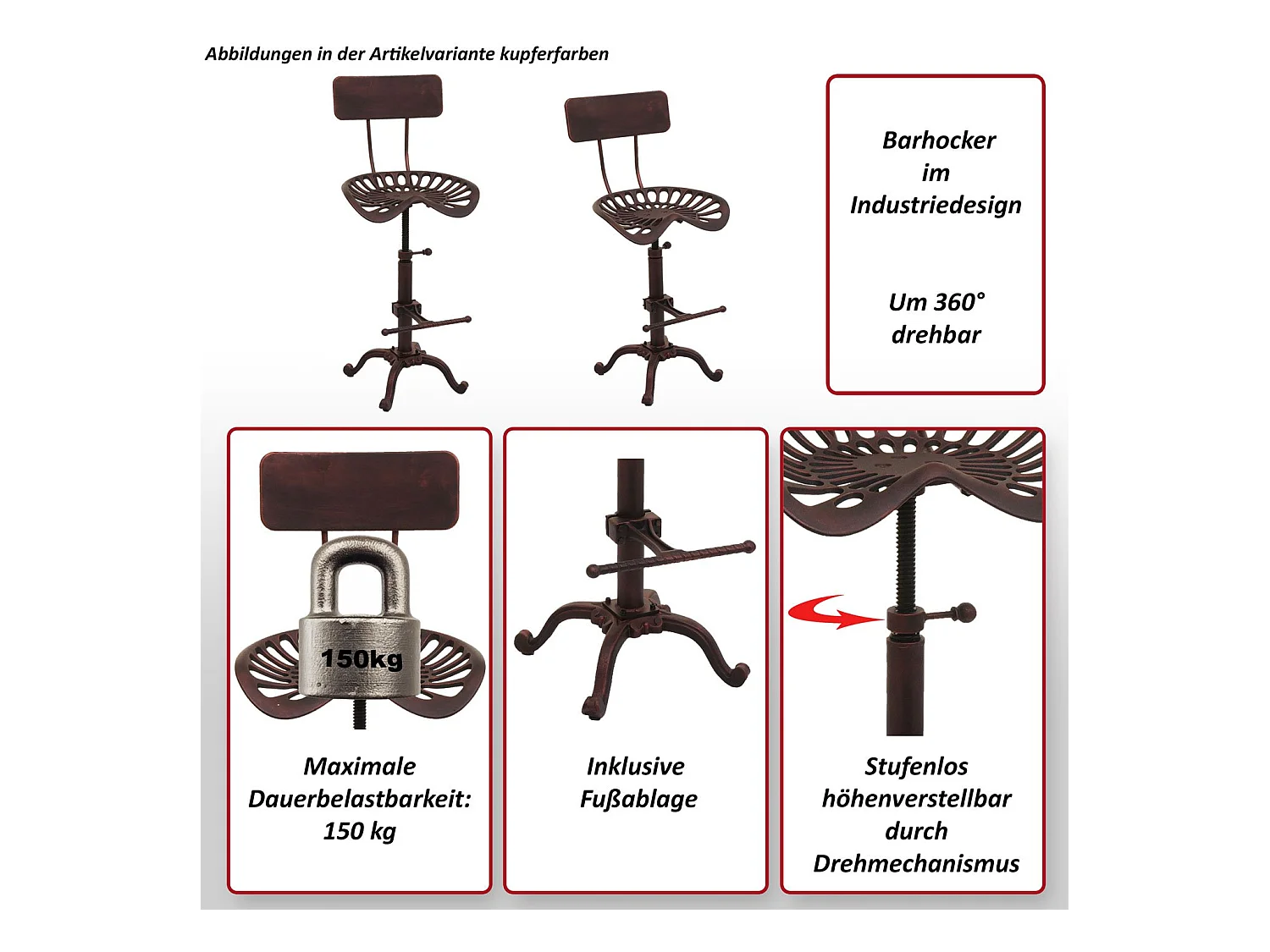 Tabouret de bar MCW-N26,  vert
