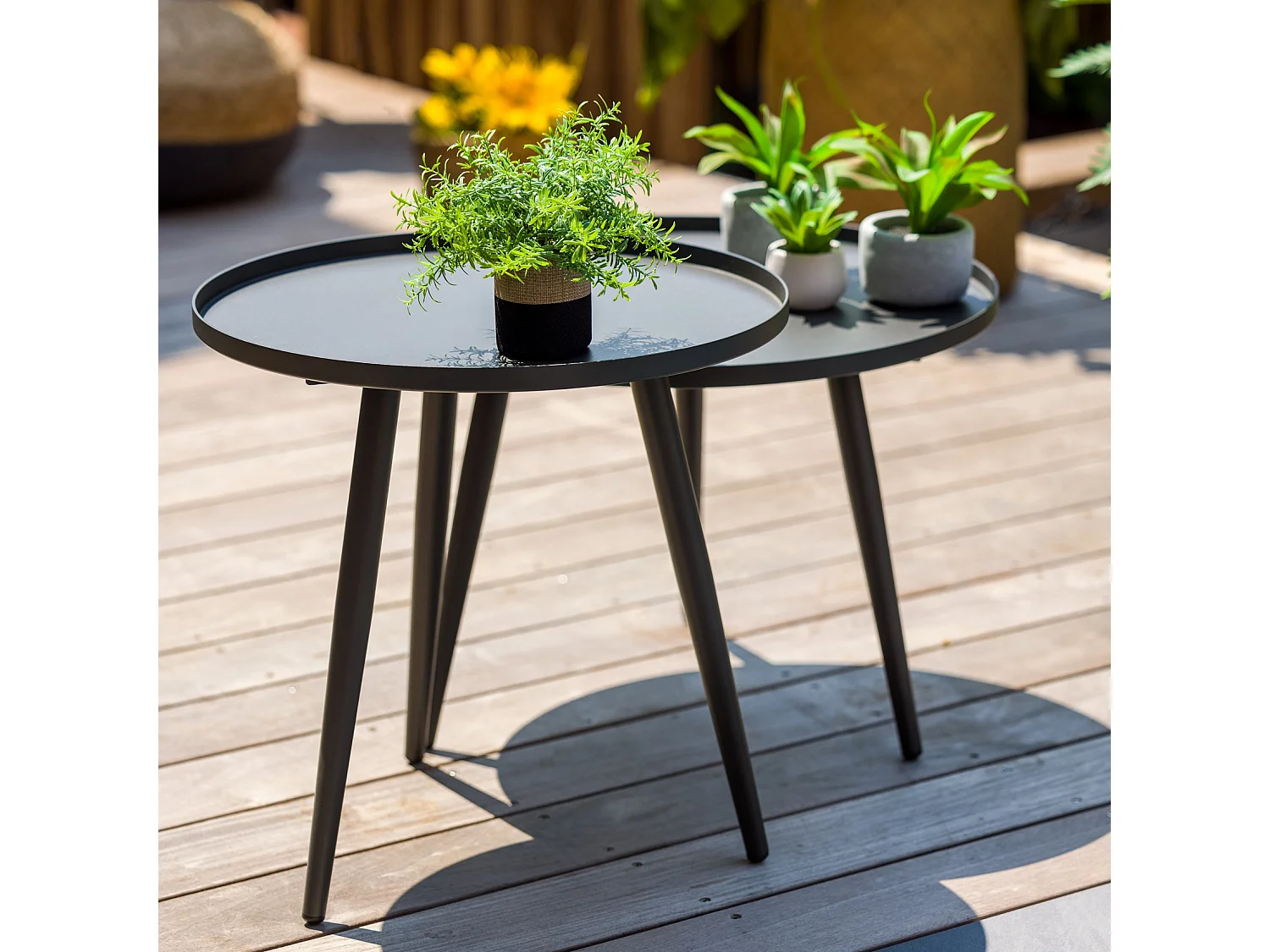 Table basse ronde grise en aluminium Antiparos Ø 60 x 42 cm - Jardiline