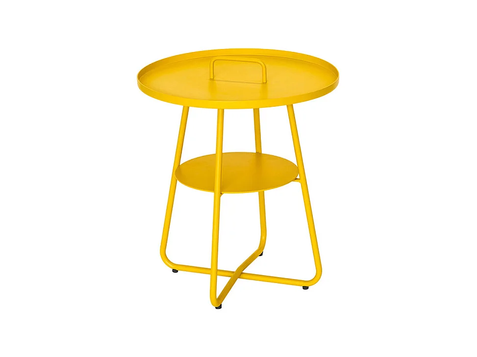 Table basse ronde en aluminium jaune Thasos Ø 50 cm - Jardiline