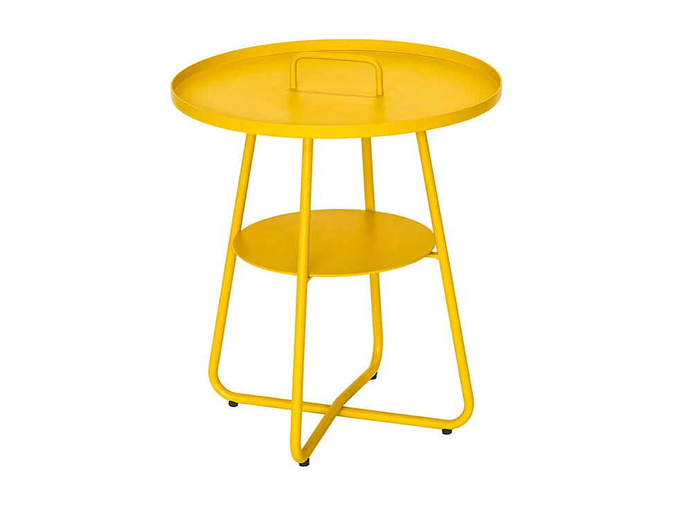 Table basse ronde en aluminium jaune Thasos Ø 50 cm - Jardiline