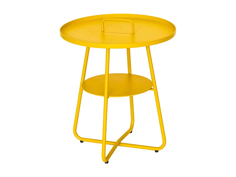 Table basse ronde en aluminium jaune Thasos Ø 50 cm - Jardiline