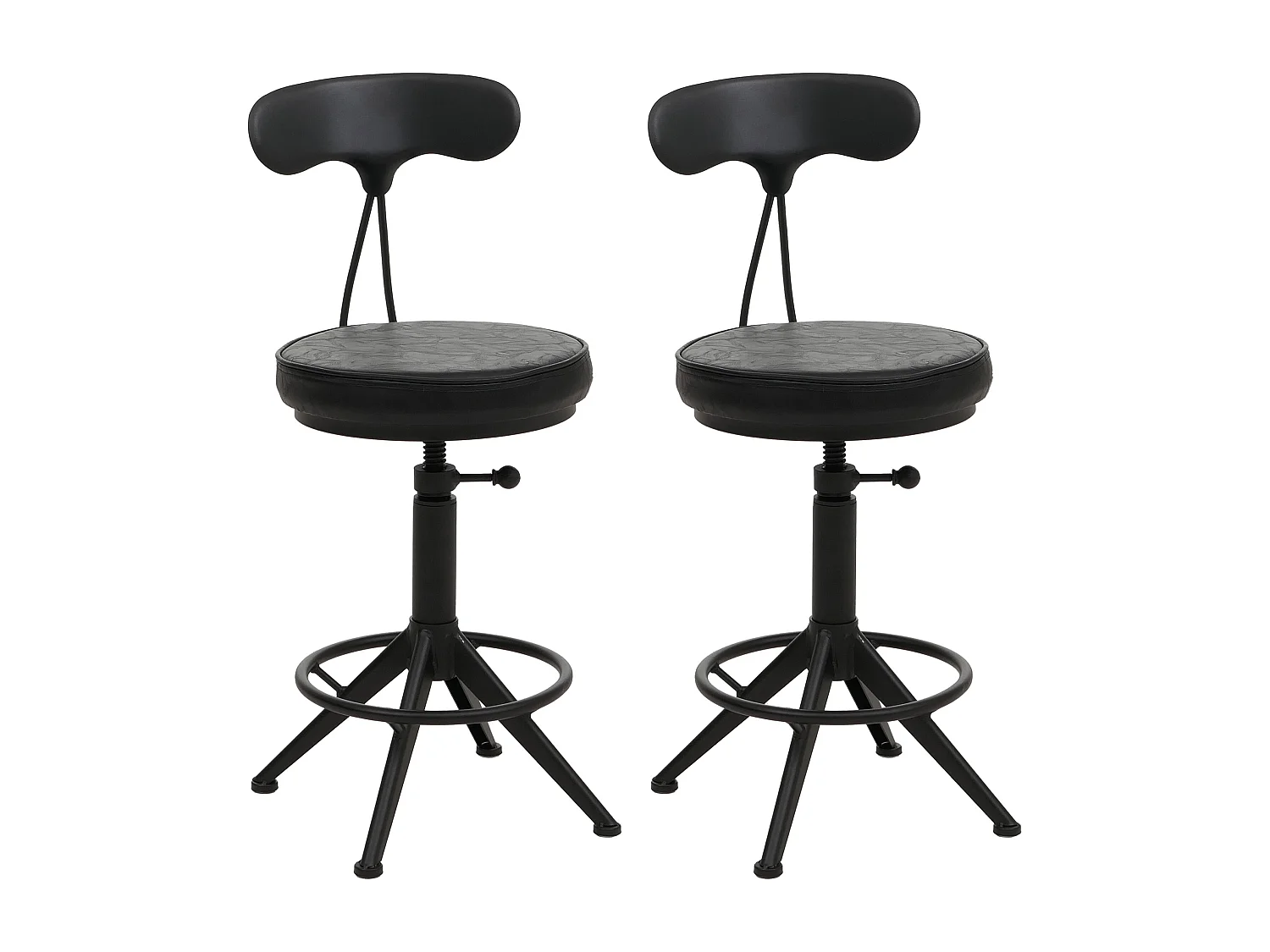 Barhocker MCW-O84 (2er-Set), Schwarz