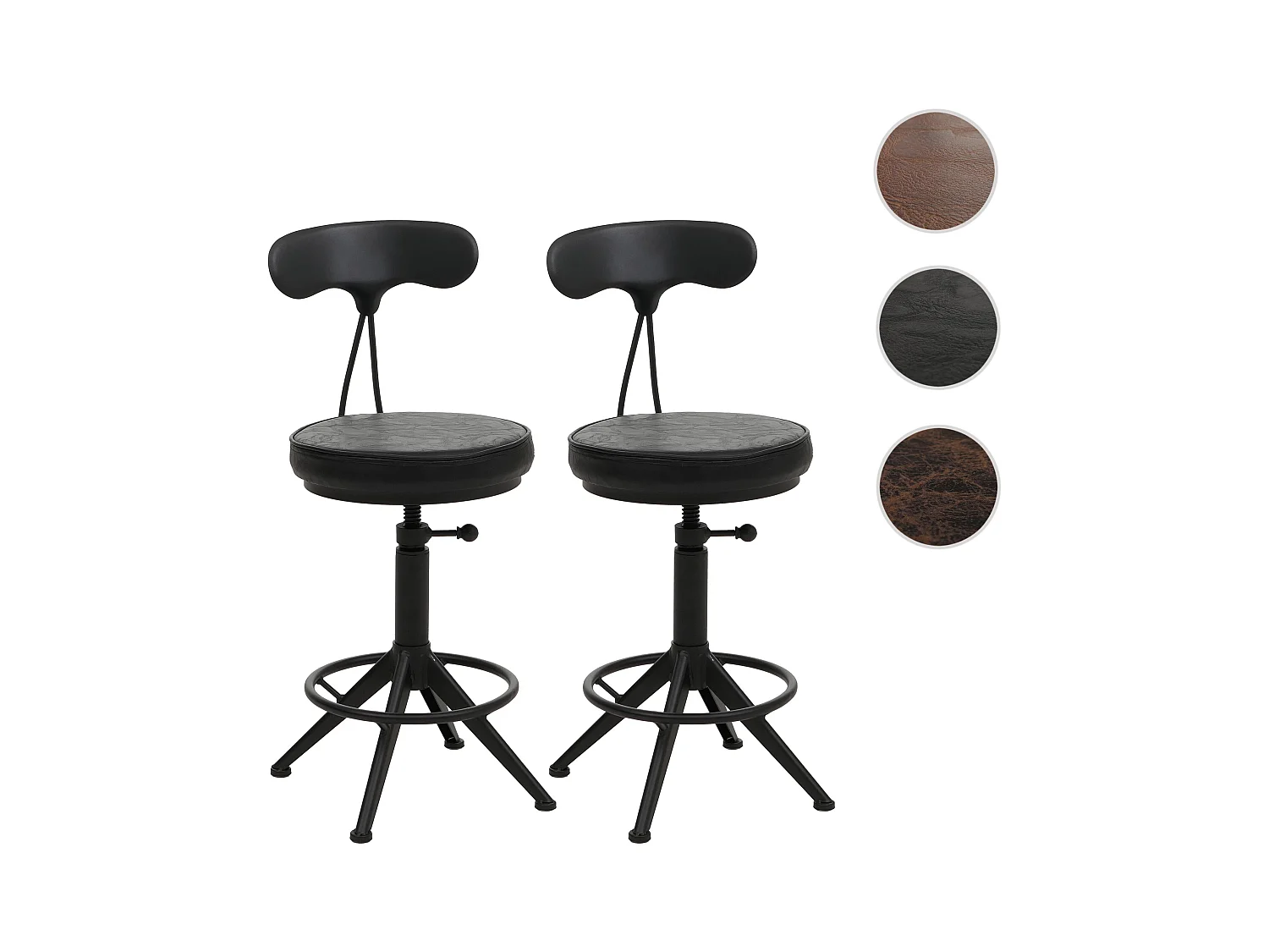 Barhocker MCW-O84 (2er-Set), Schwarz