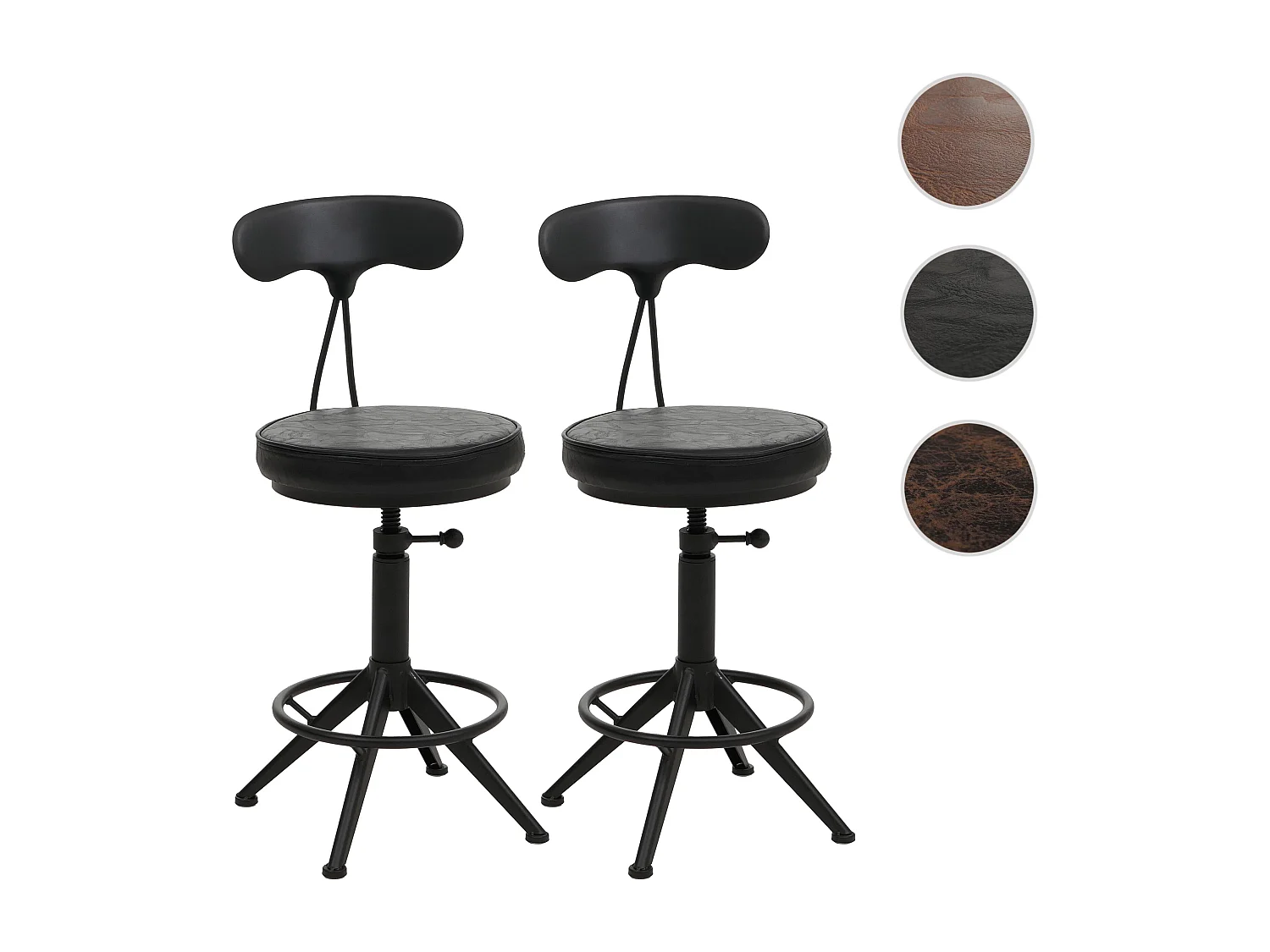 Stołki barowe MCW-O84 (zestaw 2 szt.),  czarny