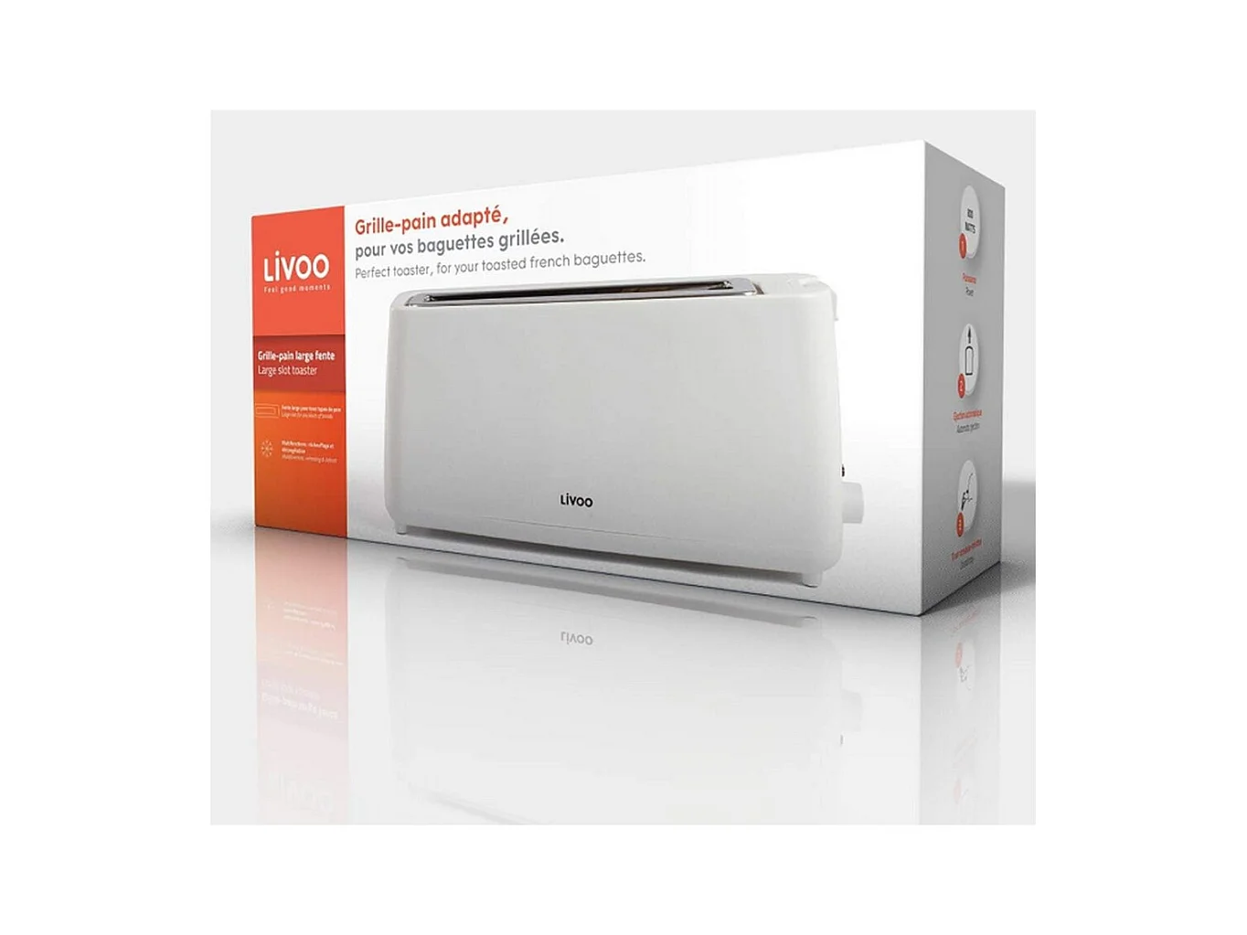 Livoo Grille-pain 1 fente 900w blanc - DOD168C