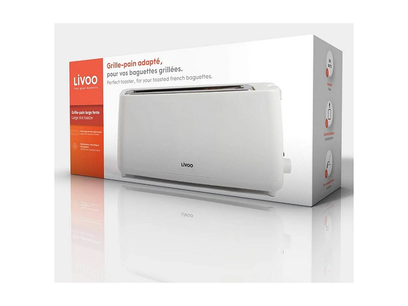 Livoo Grille-pain 1 fente 900w blanc - DOD168C