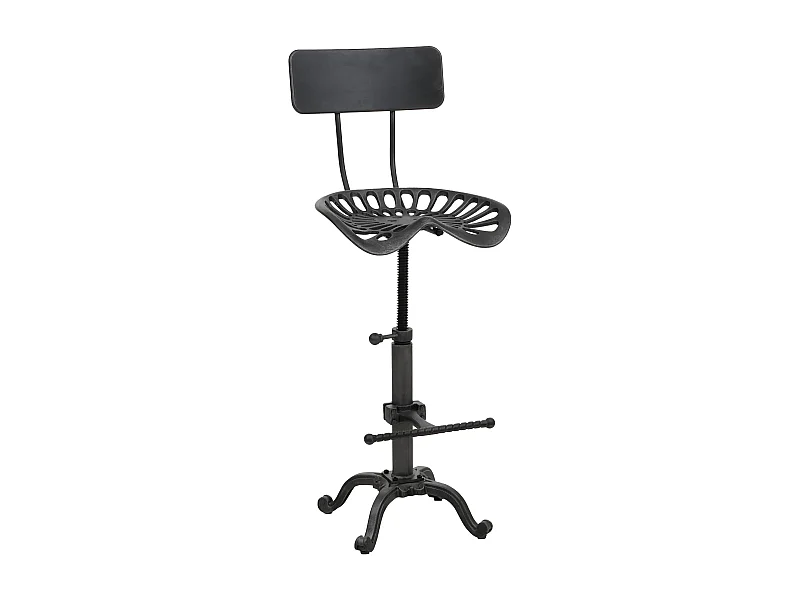 Sgabello da bar MCW-N26, sgabello da banco, poggiapiedi girevole regolabile in altezza metallo industriale ~ nero silver