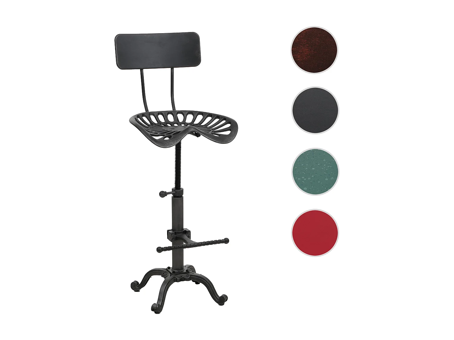 Tabouret de bar MCW-N26,  noir-argent