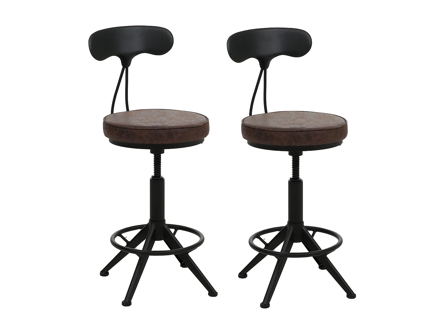 Barhocker MCW-O84 (2er-Set), Braun-schwarz