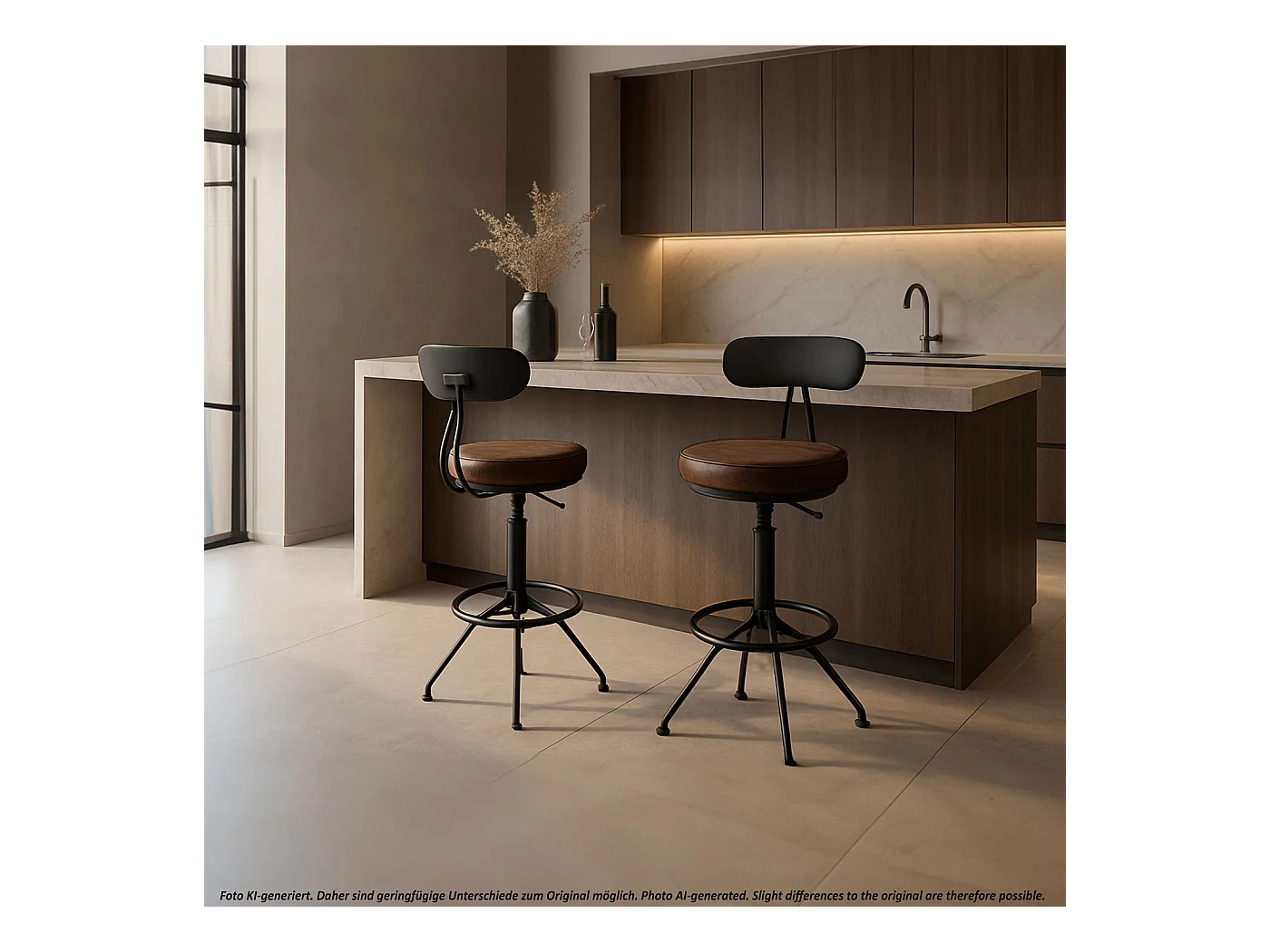 Barhocker MCW-O84 (2er-Set), Braun-schwarz