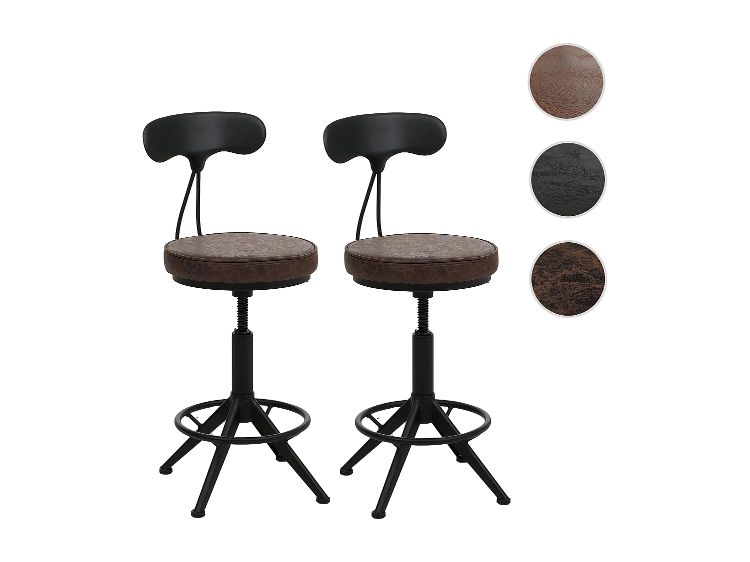 Stołki barowe MCW-O84 (zestaw 2 szt.),  brązowo-czarny