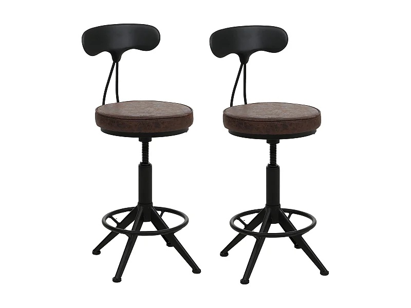 Barhocker MCW-O84 (2er-Set), Braun-schwarz