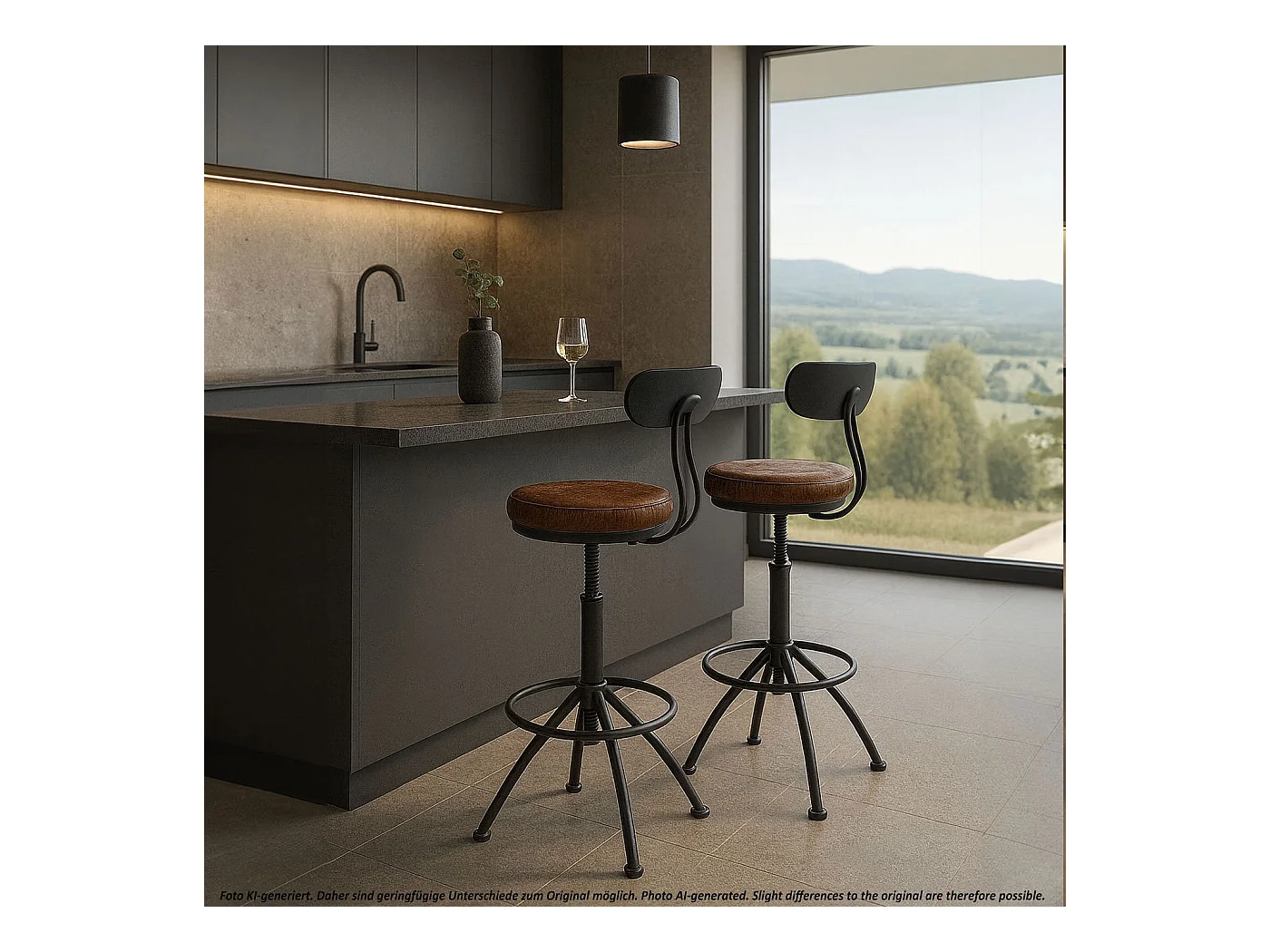 Barhocker MCW-O84 (2er-Set), Braun