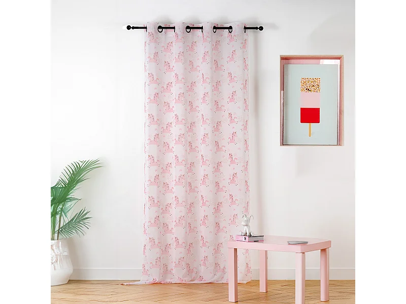 Visillo con estampado de unicornios