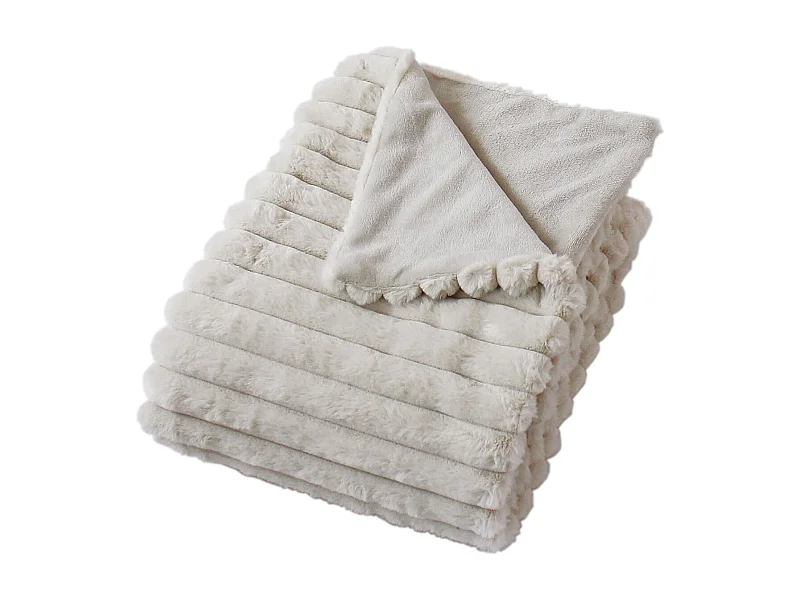 Plaid XL Imitation Fourrure "Matisse" 180x220cm Beige