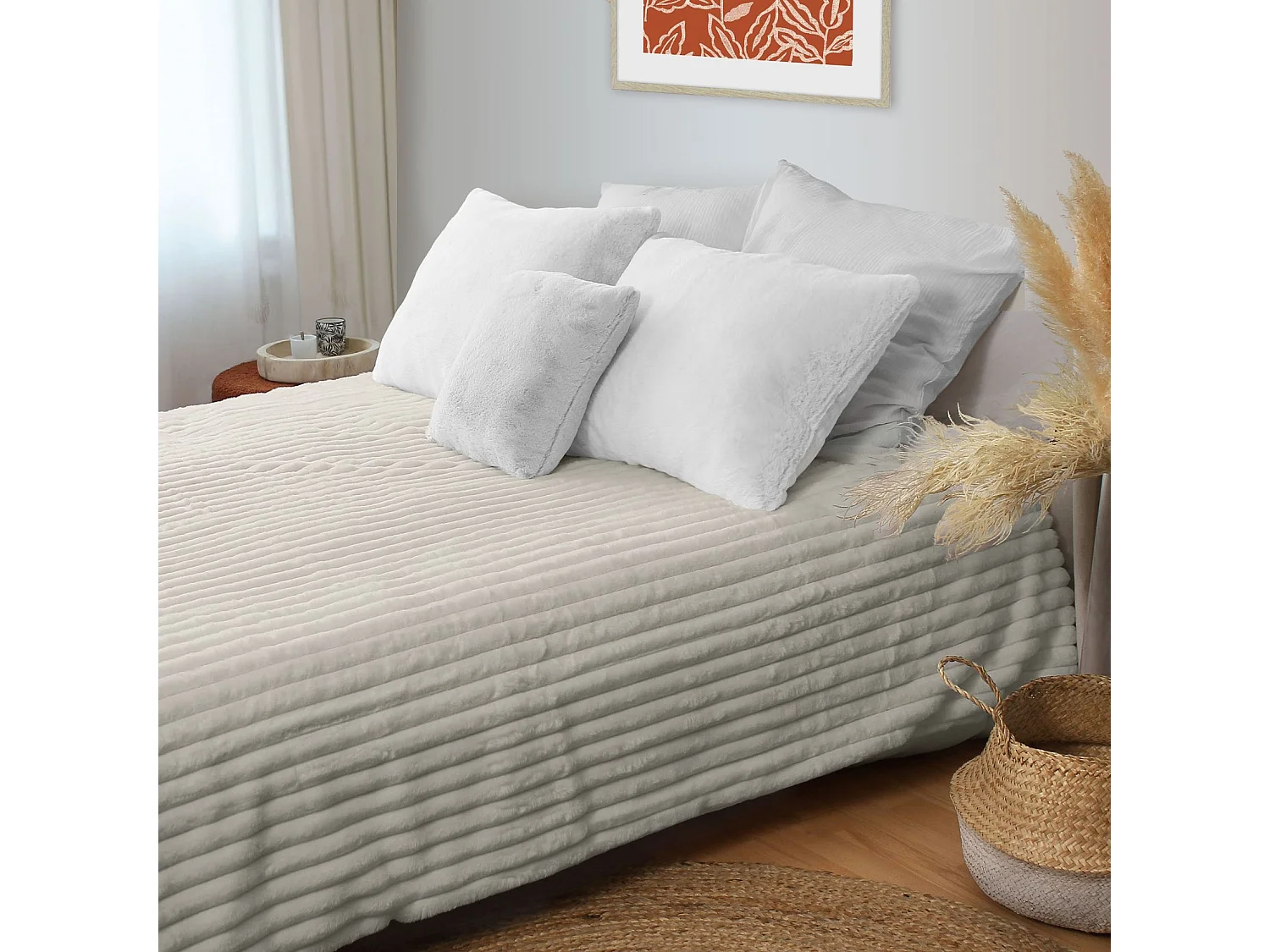 Plaid XL Imitation Fourrure "Matisse" 180x220cm Beige