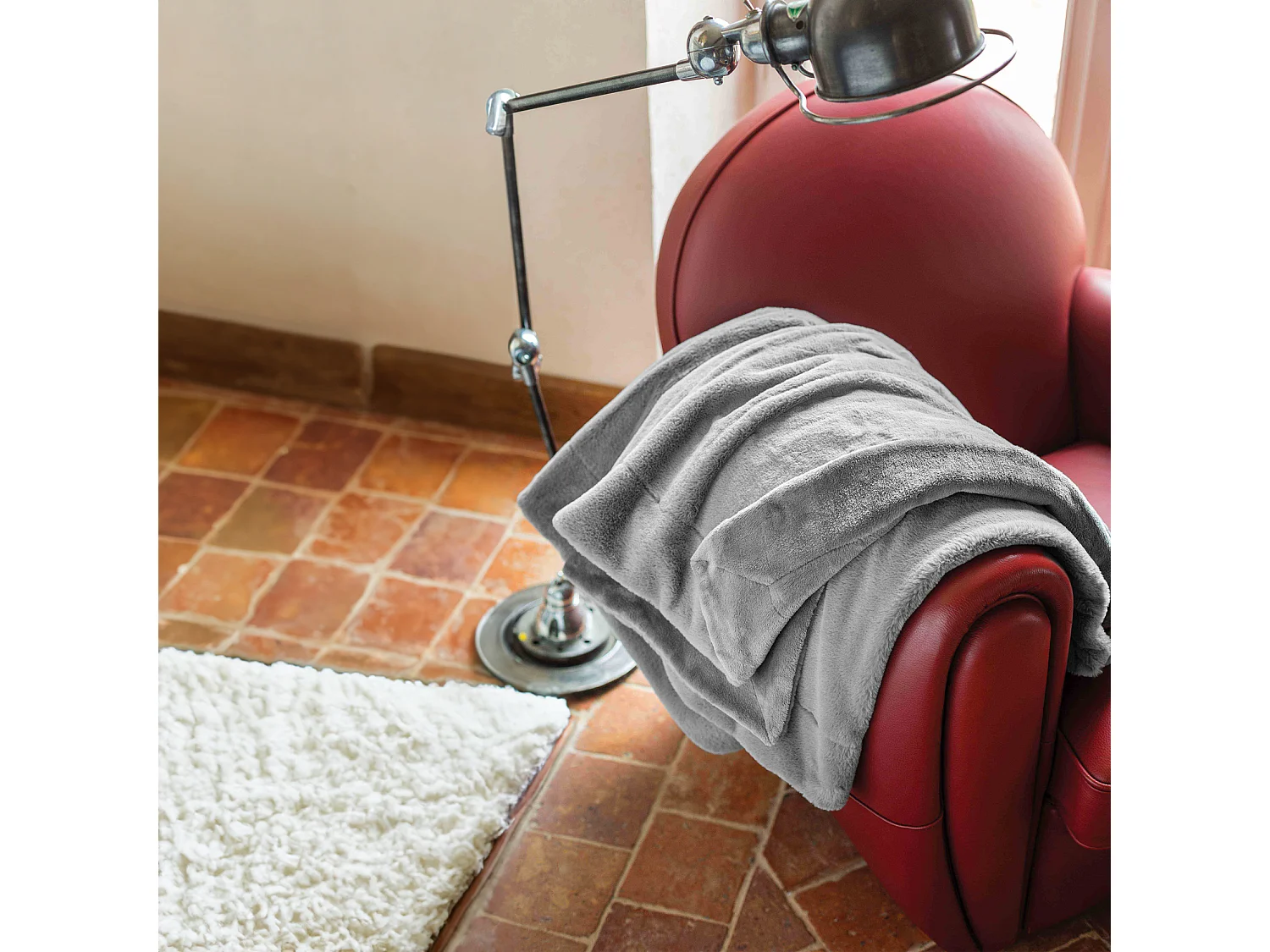 Plaid Double Face Imitation Fourrure et Polaire