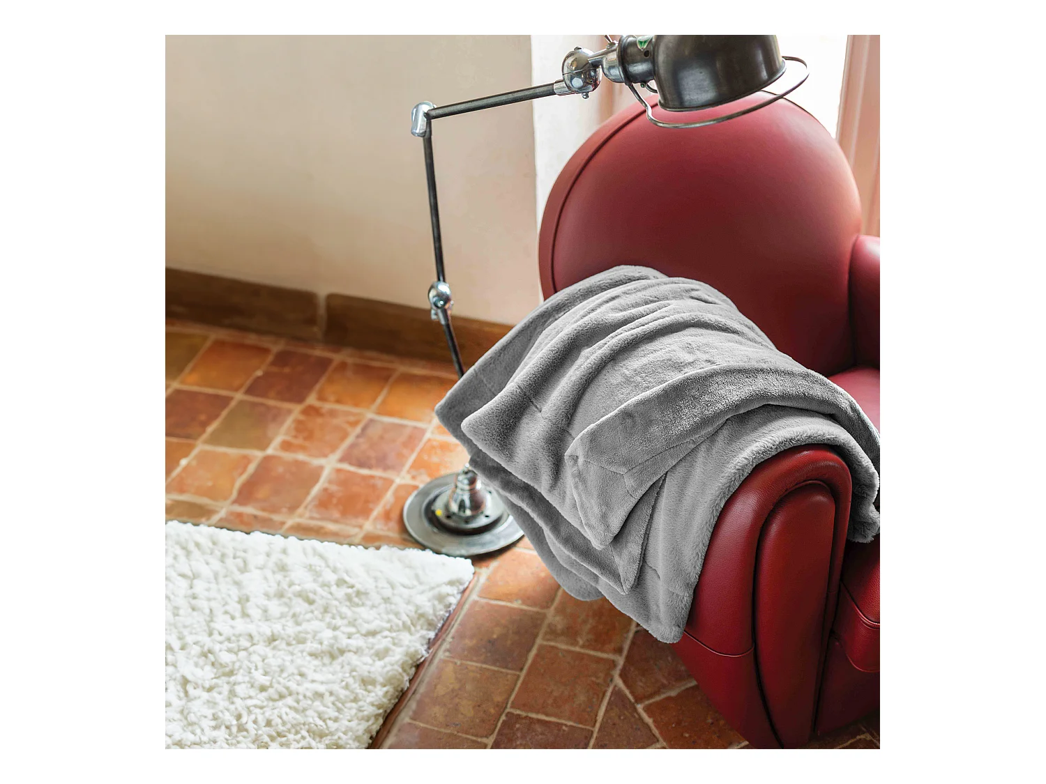 Plaid Double Face Imitation Fourrure et Polaire