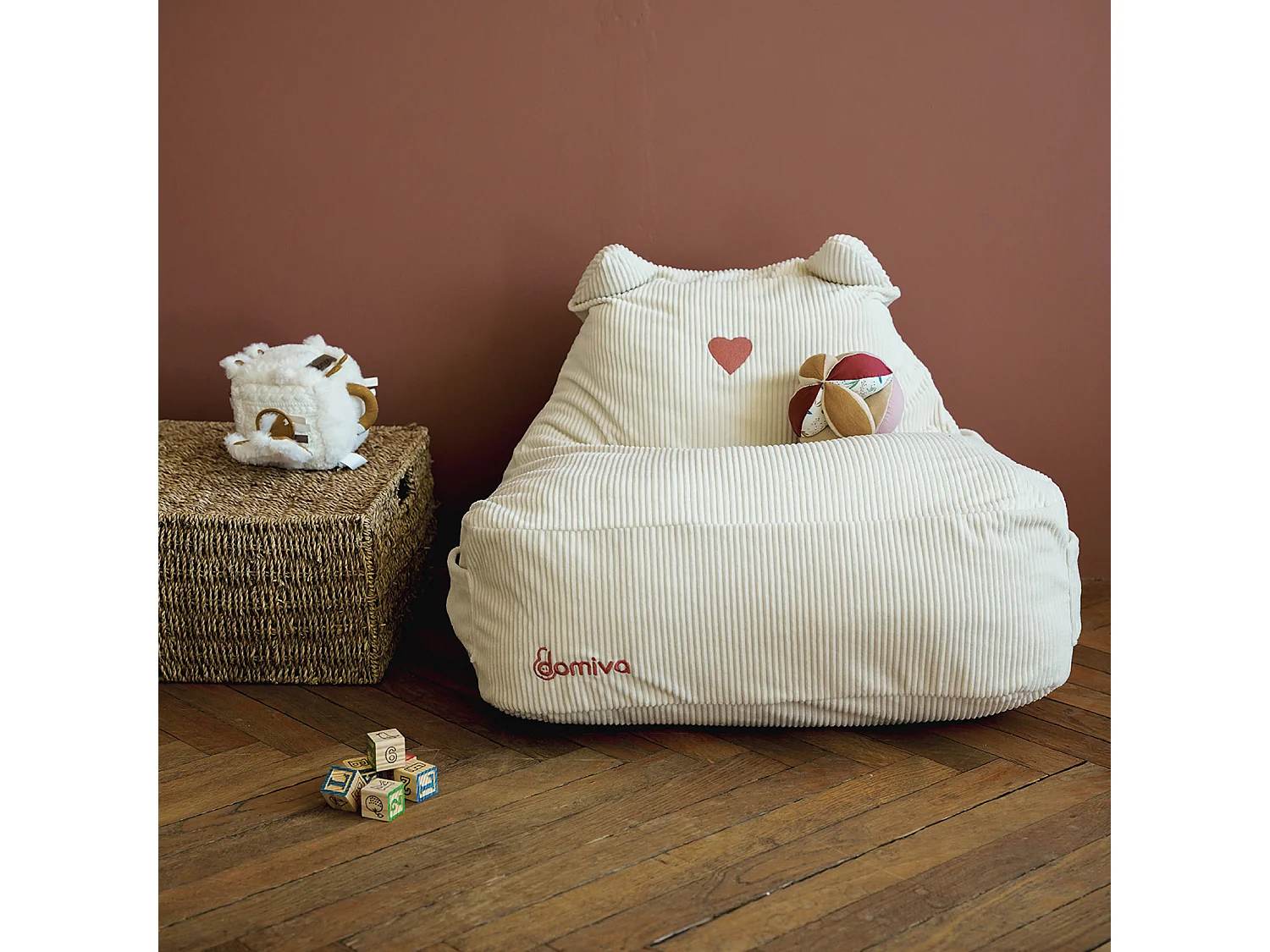 Fauteuil enfant en velours avec oreilles de félin