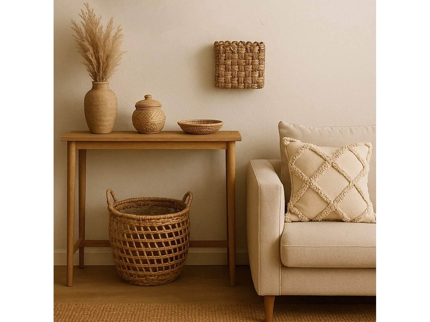 Panier mural ou à poser tressage damier