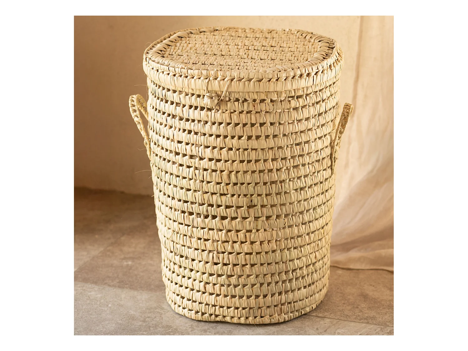 Panière à linge ronde palmier