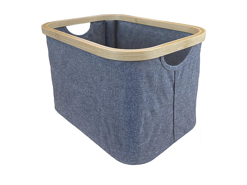 Cesta plegable de tela y bambú
