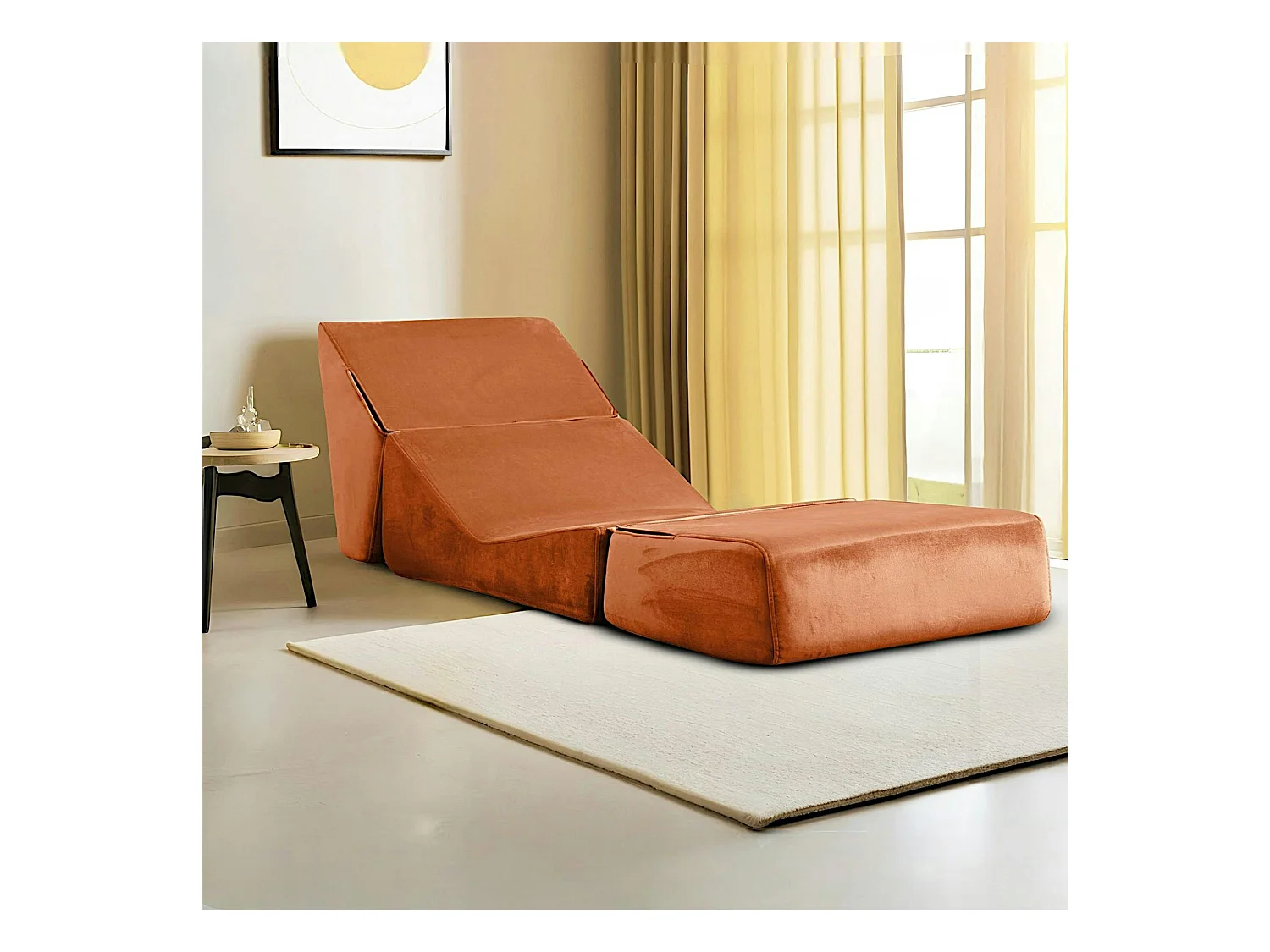 Chauffeuse convertible cuivre velours, lit d'appoint SAPPO