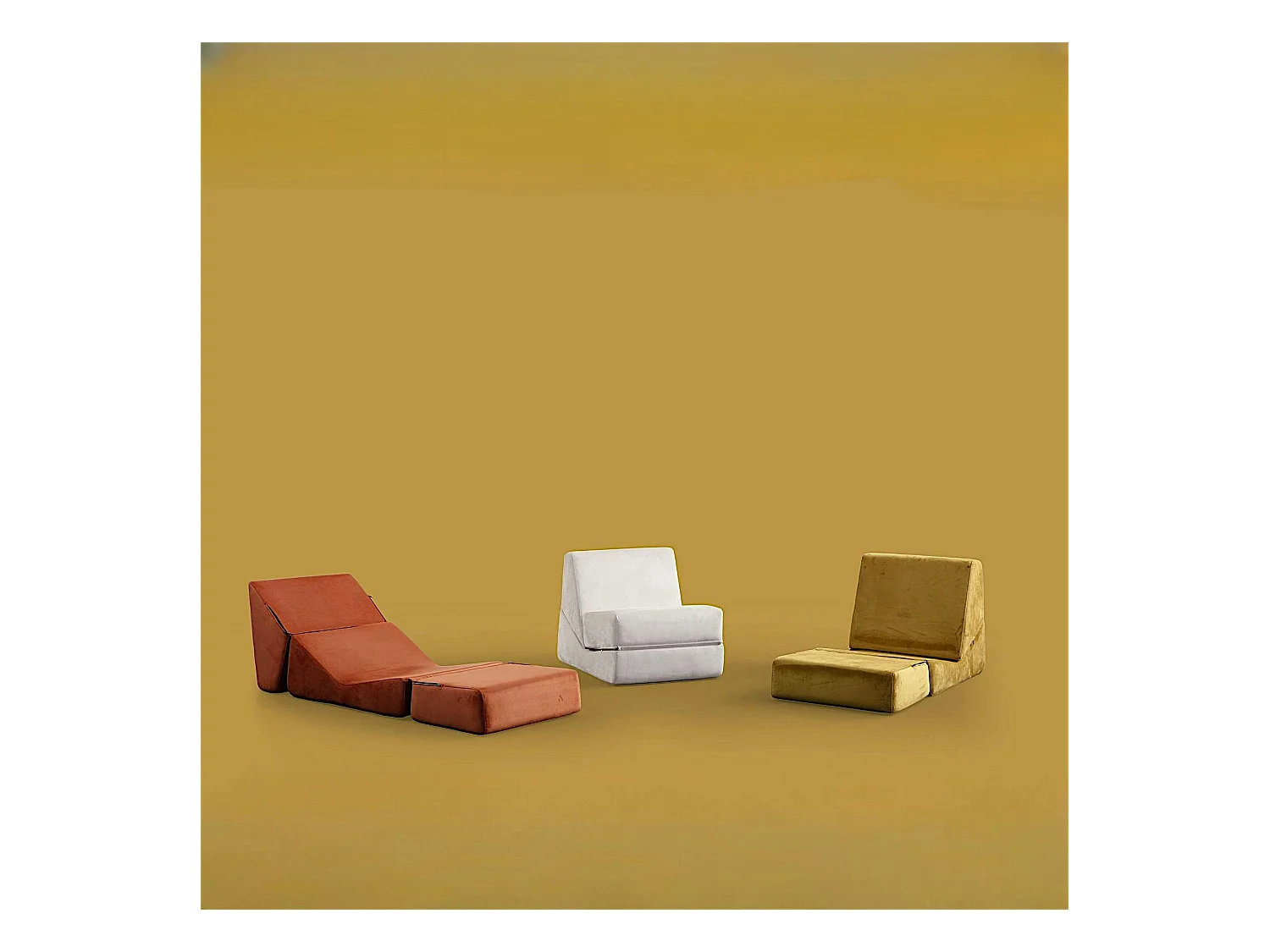 Chauffeuse convertible cuivre velours, lit d'appoint SAPPO