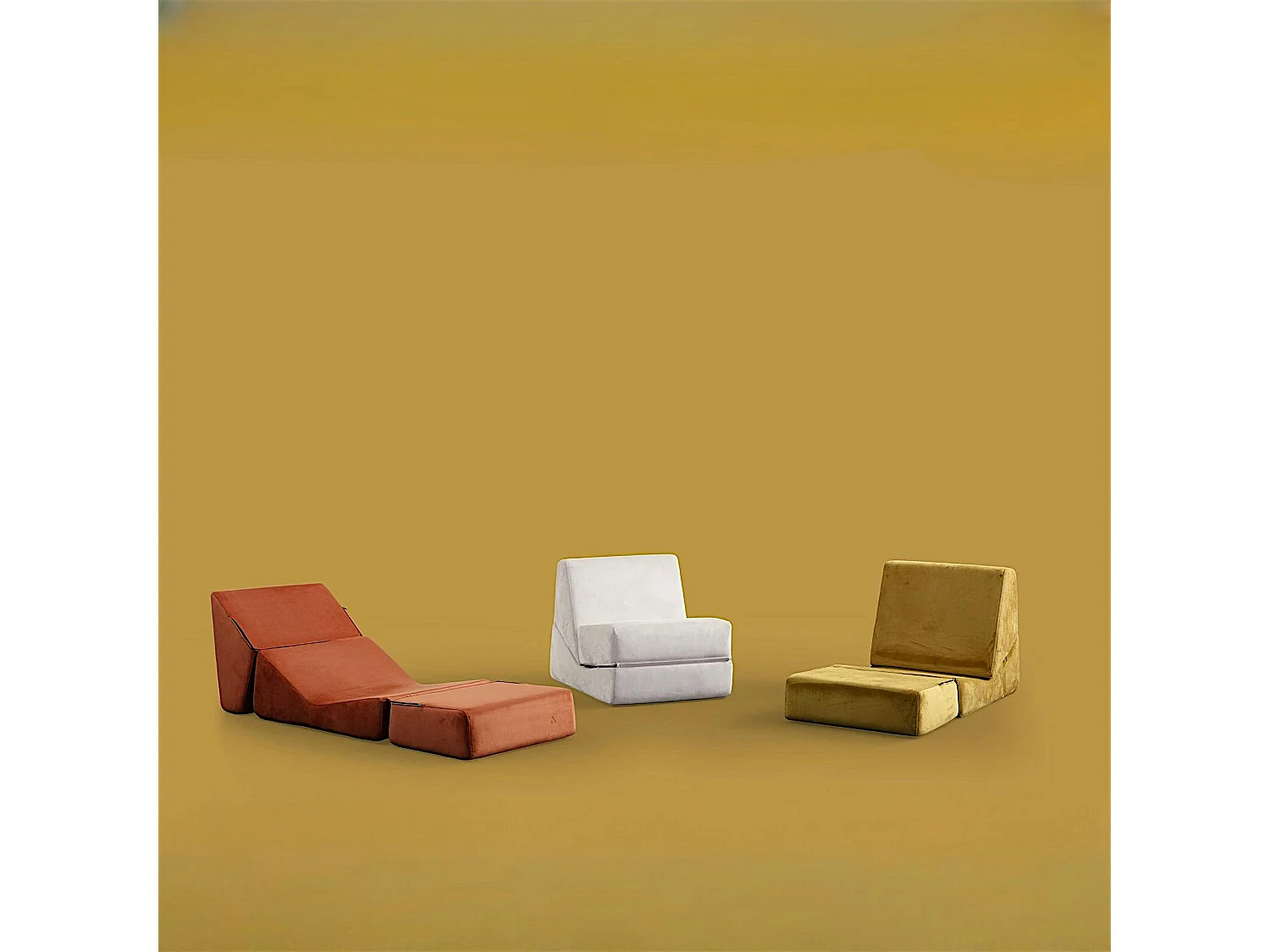 Chauffeuse convertible cuivre velours, lit d'appoint SAPPO