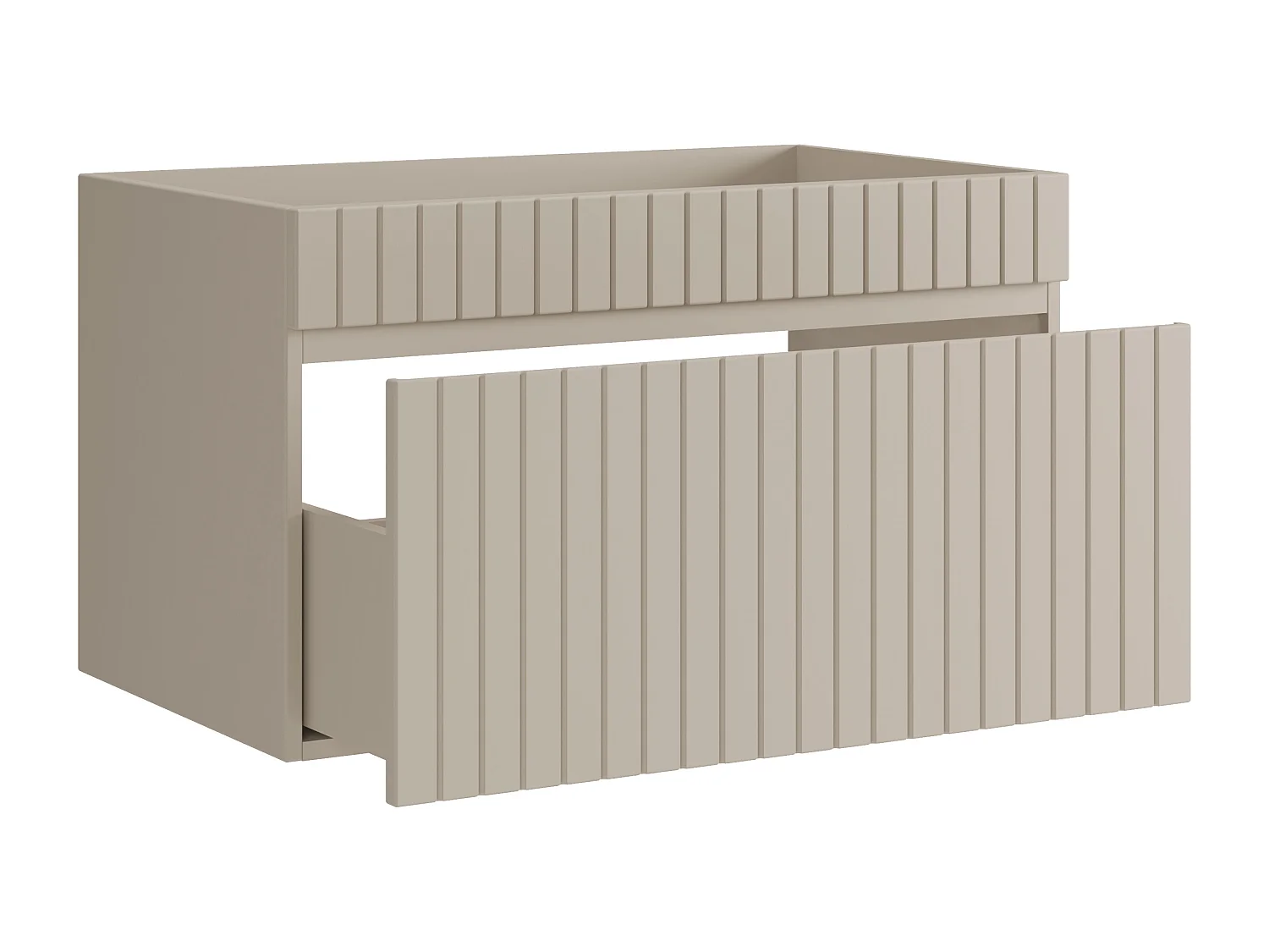 Meuble sous vasque suspendu strié beige - 80 cm - SATARA