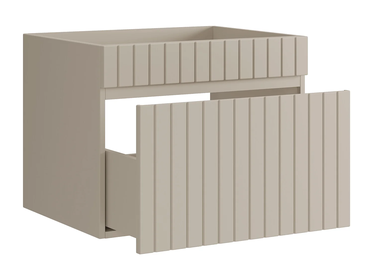 Meuble sous vasque suspendu strié beige - 60 cm - SATARA