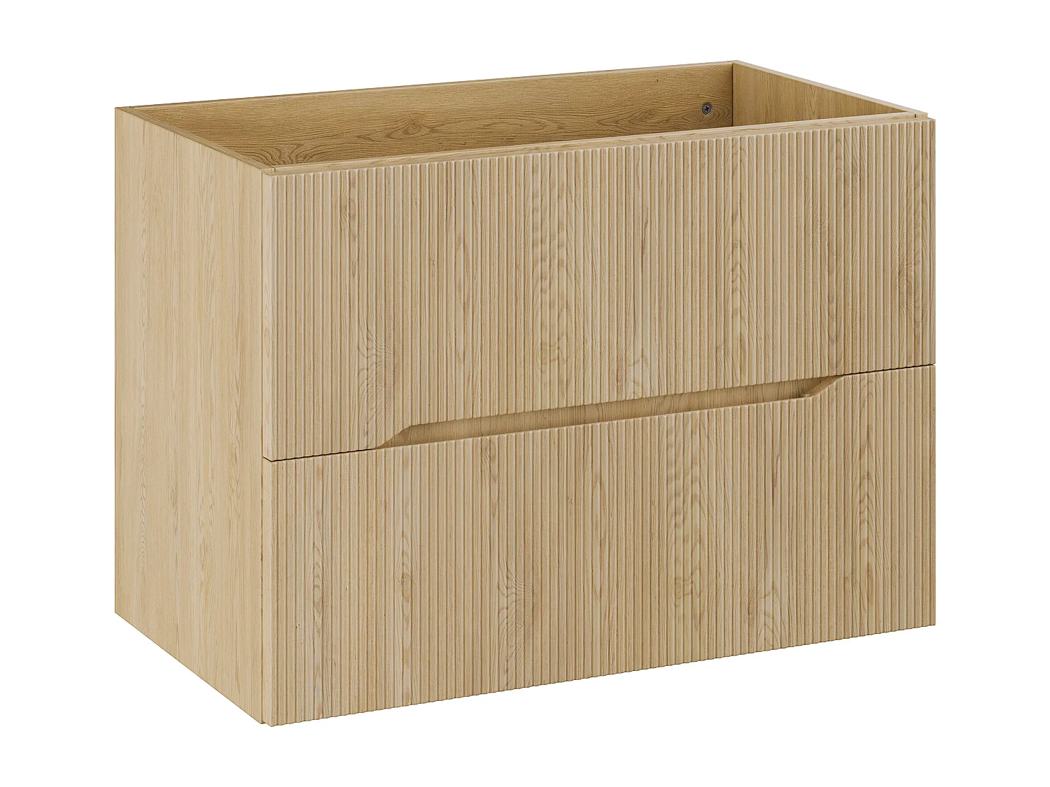 Meuble sous vasque suspendu strié - Naturel clair - L80 cm - ORISO