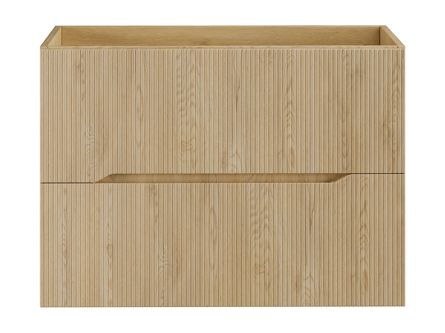 Meuble sous vasque suspendu strié - Naturel clair - L80 cm - ORISO