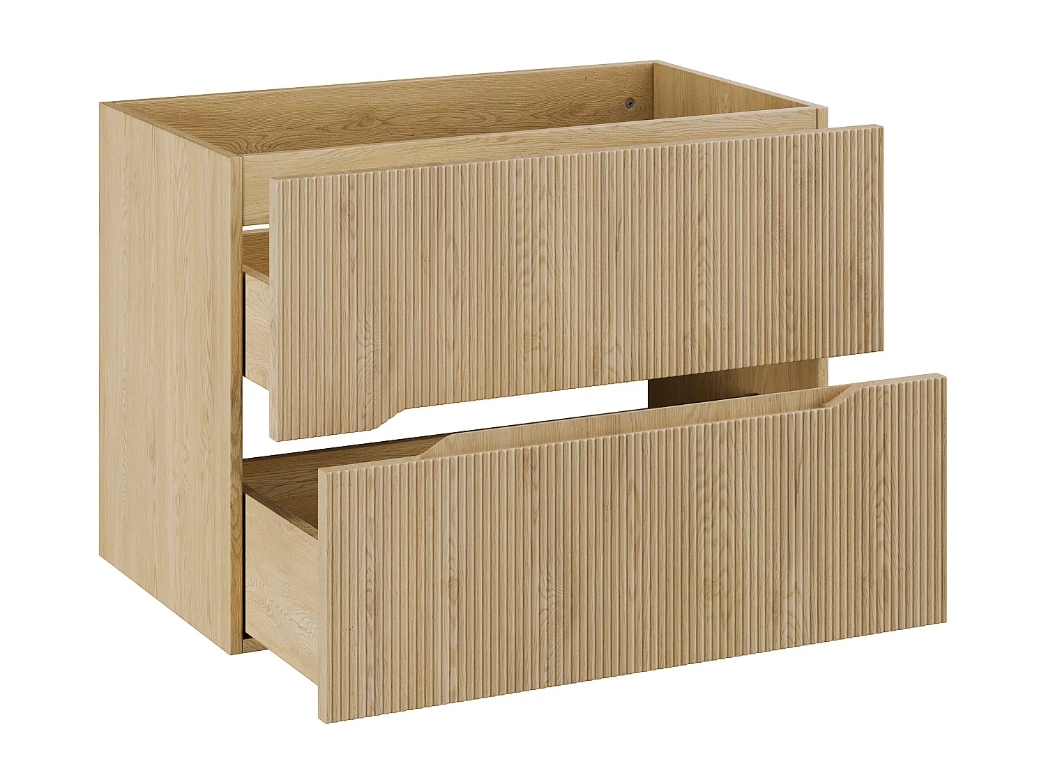 Meuble sous vasque suspendu strié - Naturel clair - L80 cm - ORISO