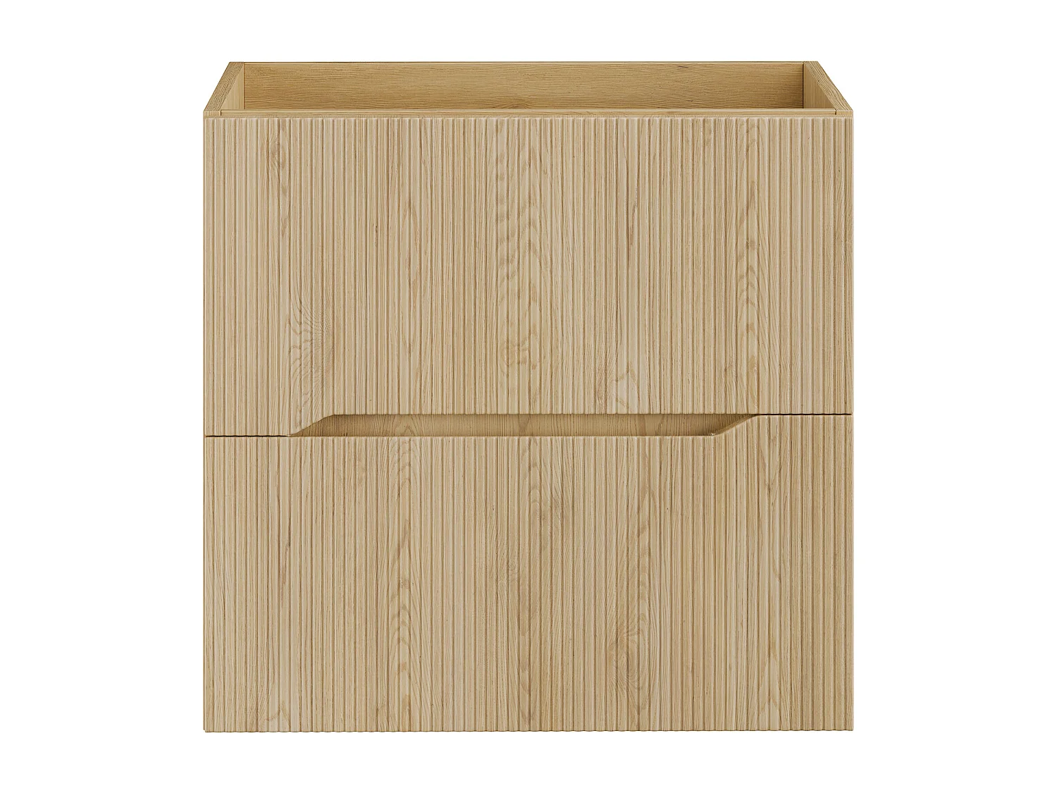 Meuble sous vasque suspendu strié - Naturel clair - L60 cm - ORISO