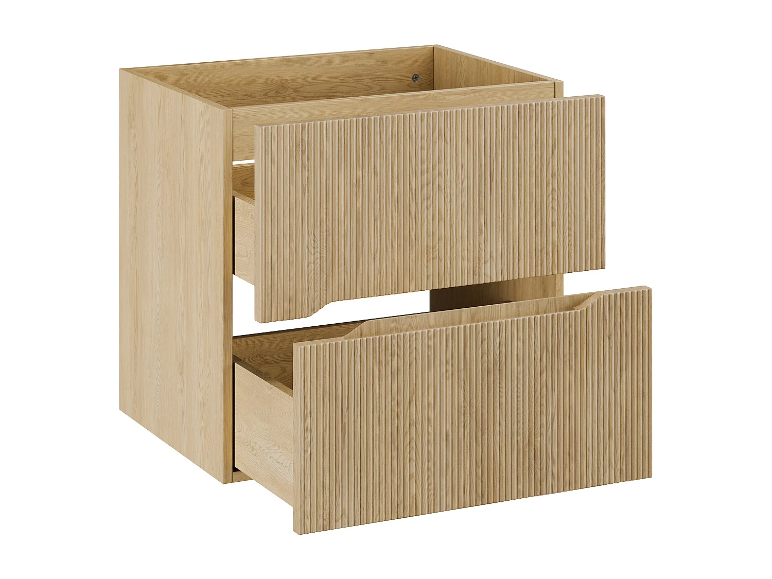 Meuble sous vasque suspendu strié - Naturel clair - L60 cm - ORISO