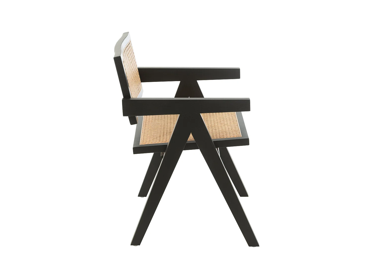 Chaise design en bois et rotin