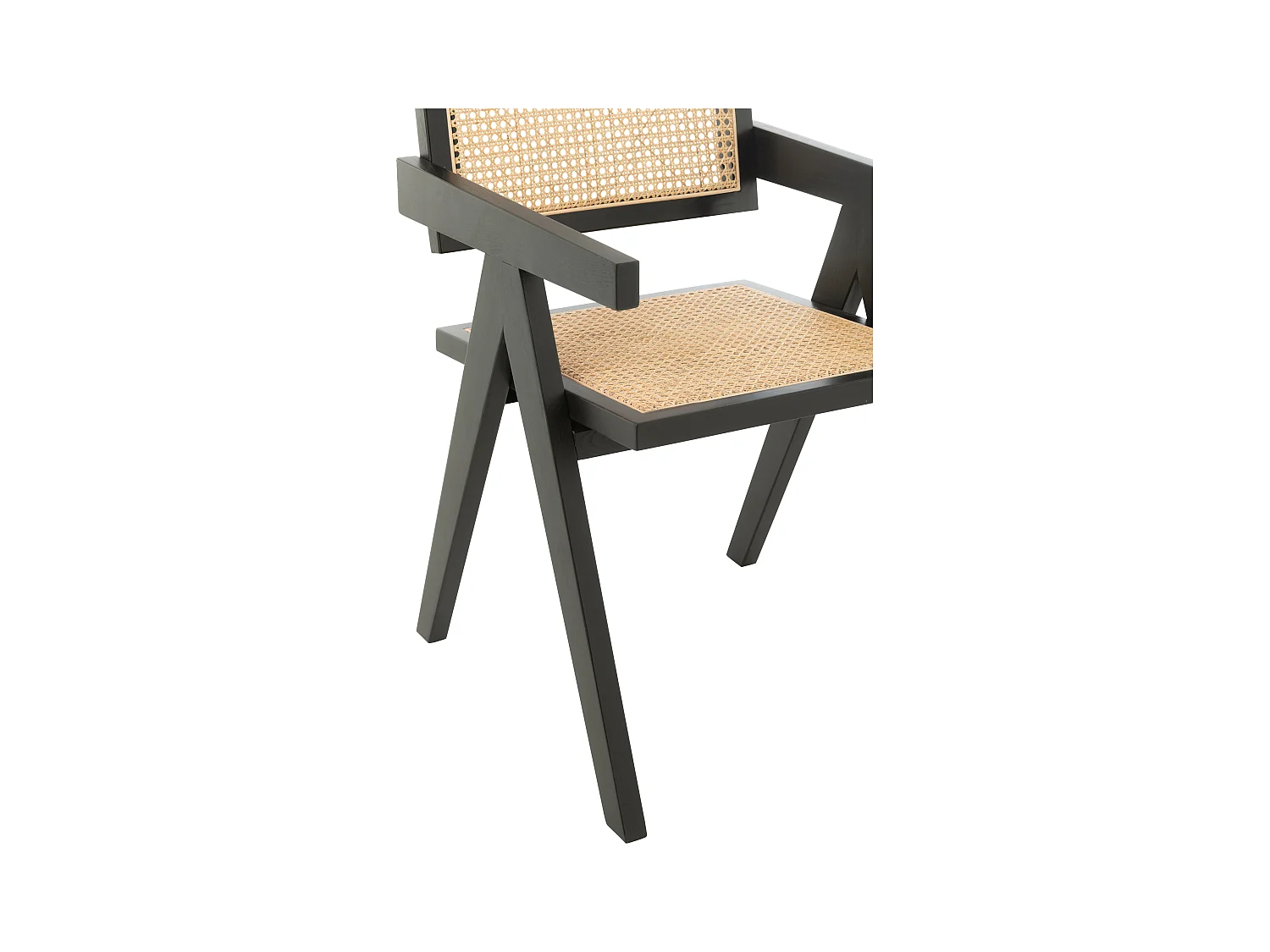 Chaise design en bois et rotin
